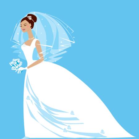 bílým, ženě, nevěsty, modrá Vanda Grigorovic - Dreamstime