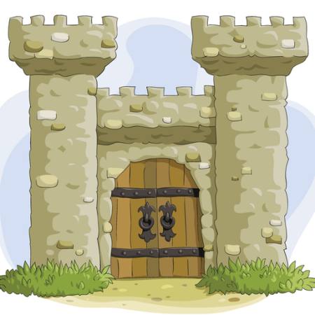 hrad, věže, dveře, stařec, starověkých Dedmazay - Dreamstime