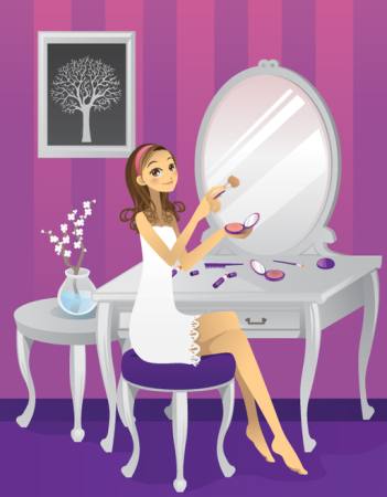 žena, make-up, strom, zrcadlo, stůl Artisticco Llc - Dreamstime