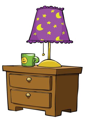 lampa, stojan, pohár, zásuvka, měsíc, hvězdy Dedmazay - Dreamstime