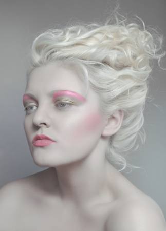 make-up, růžové, vlasy, světlovlasá, ženě Flexflex - Dreamstime