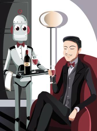 robot, člověče, víno, sklenice Artisticco Llc - Dreamstime