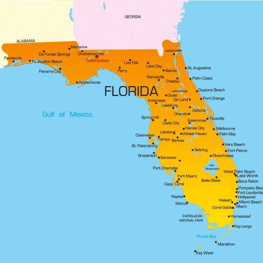 stát, zemì, Spojené státy, Florida, mapa Ruslan Olinchuk (Olira)