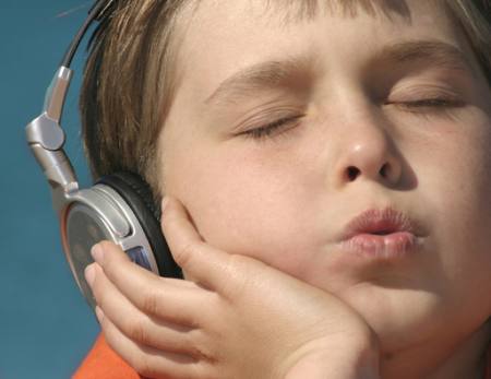 hudba, dítě, dítě, poslouchej, poslech Showface - Dreamstime