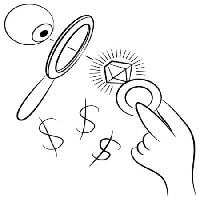 Pixwords Obraz s čočka, lupy, kroužek, diamant, dolar, znak, ruční John Takai - Dreamstime