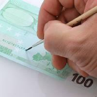 Pixwords Obraz s muž, peníze, ruka, euro, 100, zelená Igor Sinitsyn (Igors)