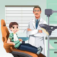Pixwords Obraz s lékař, zubař, dítě, dítě, muž, kabát, židle Artisticco Llc - Dreamstime
