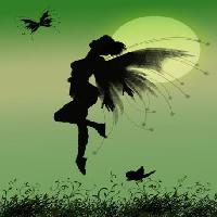 víla, zelená, měsíc, fly, křídla, motýl Franciscah - Dreamstime