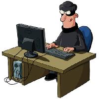 Pixwords Obraz s muž, počítače, hacker, zloděj, maska, sušenka Dedmazay - Dreamstime