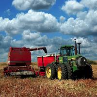 Pixwords Obraz s traktor, oblohy, zataženo, terénu Lorraine Swanson (Pixart)