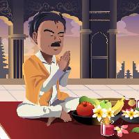 Pixwords Obraz s muž, modlete se, potravy, sníst, Appels, banán, ovoce, indická Artisticco Llc (Artisticco)