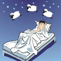 Pixwords Obraz s spánek, ovce, hvězdy, postel, muž Norbert Buchholz - Dreamstime