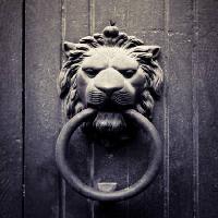 Pixwords Obraz s lev, ring, ústa, dveře Mauro77photo - Dreamstime