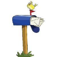Pixwords Obraz s pták, pošta, poštovní schránka, modrá, písmena Dedmazay - Dreamstime