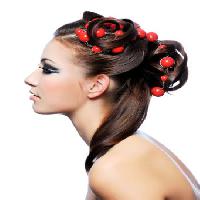 Vlasy, žena, červená, korálky, nahý Valua Vitaly - Dreamstime