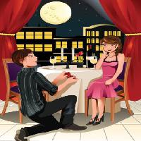 Pixwords Obraz s muž, žena, měsíc, večeře, restaurace, noční Artisticco Llc - Dreamstime