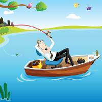 člunu, muž, voda, rybaření, jezero Zuura - Dreamstime