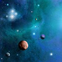 Pixwords Obraz s kosmos, vesmír, planety, slunce Dvmsimages  - Dreamstime