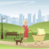 Pixwords Obraz s dítě, pes, park, město, ženě, dámě Melanie Taylor - Dreamstime