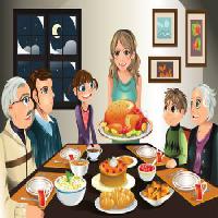 Pixwords Obraz s večeře, krůtí, rodina, žena, dívka, jídlo Artisticco Llc - Dreamstime