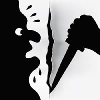Pixwords Obraz s vrah, nůž, zjizvený, černá, ruka, ostrý, pot Robodread - Dreamstime