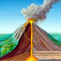 Pixwords Obraz s erupce, karikatura, charakter, oheň, kouř Andreus - Dreamstime